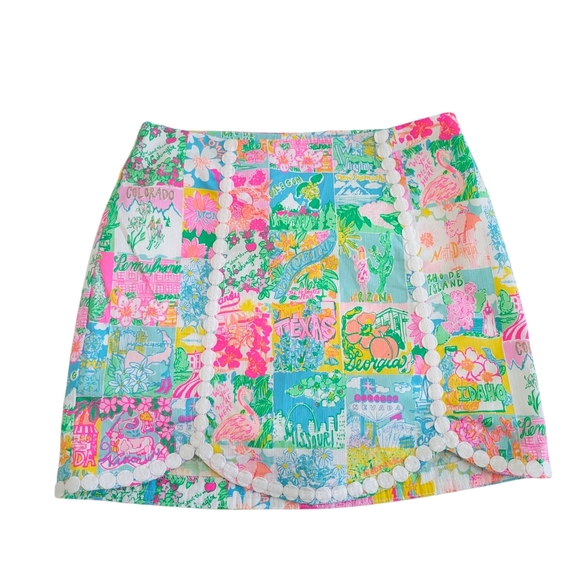 Lilly Pulitzer Patty Skirt Skort State of Mind Print Resort Tennis Golf - Picture 1 of 15